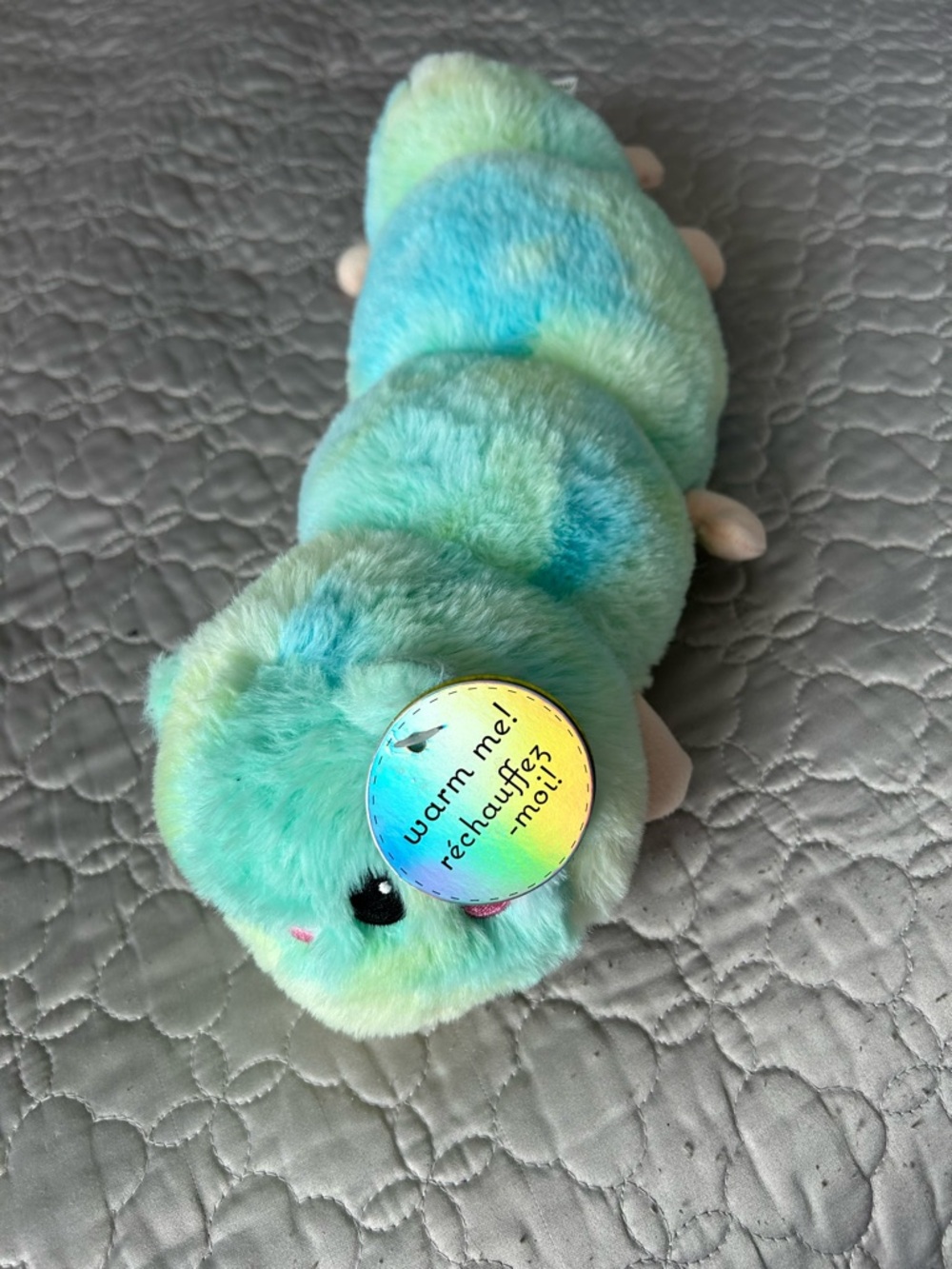 Plush Heatable Small Pets Caterpillar Blue Green